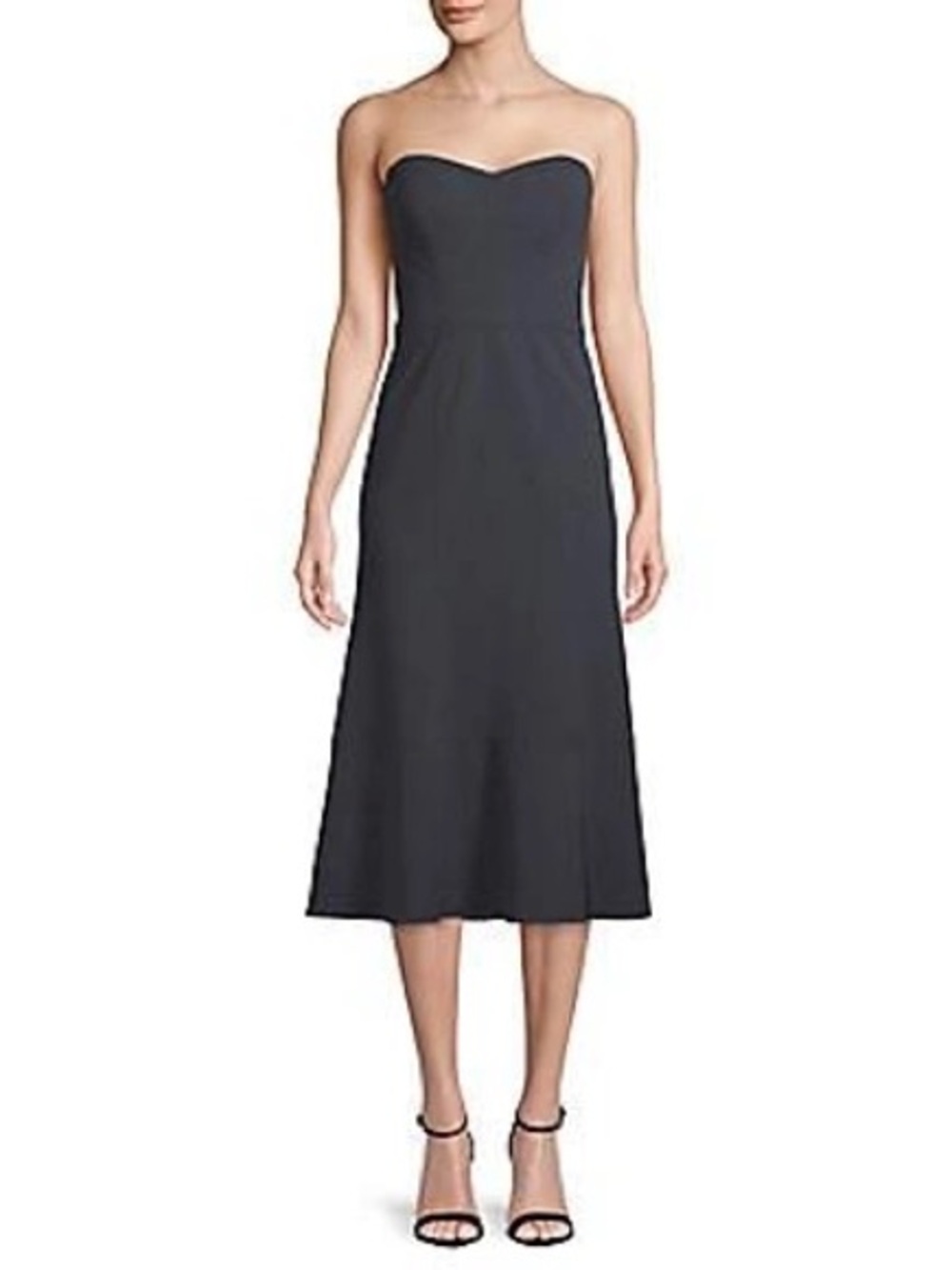 Vera Wang Strapless Black Midi Dress with Sweetheart Neckline- Size 4